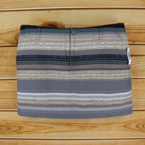 Old Navy Short Pencil Skirt Womens Size 14‎ Gray Brown Striped Lined Pockets NWT - Picture 1 of 9